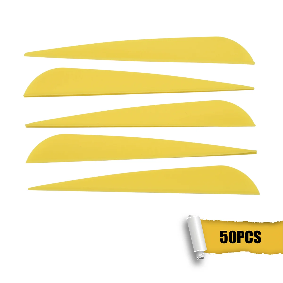 Arrows Vanes 4 Inch Plastic Feather Fletching for DIY Archery Arrows 50 Pack(Yellow)