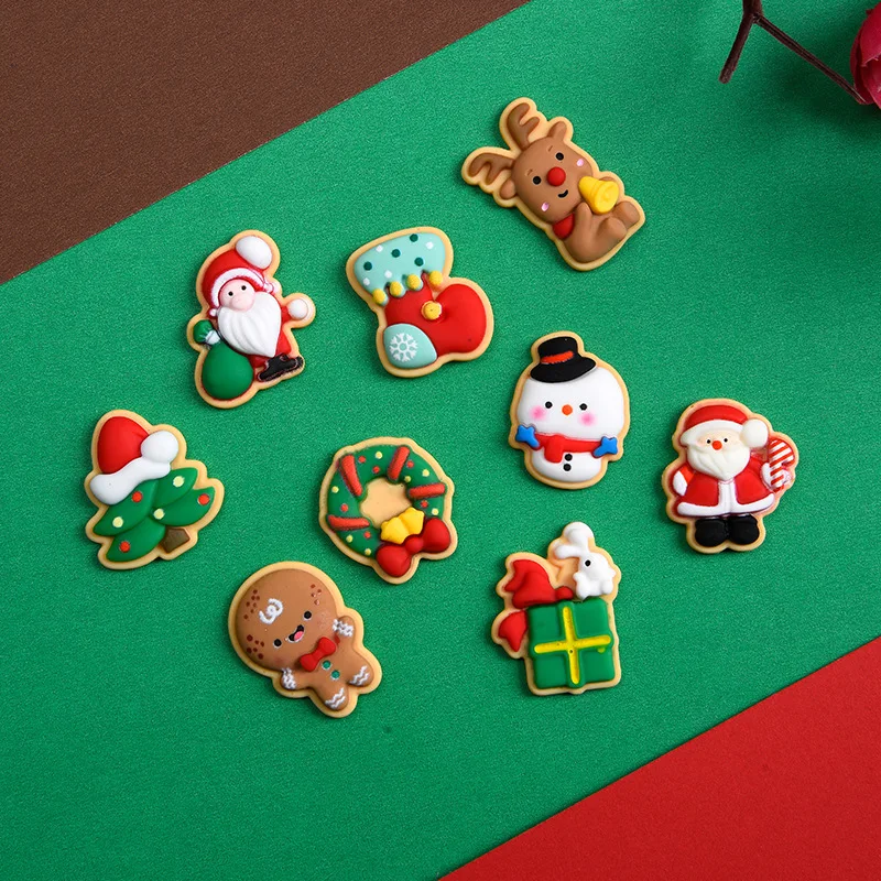 20pcs Resin Mini Christmas Snowman Deer Series Back Flatback Stone Figurine Scrapbook DIY Decor Crafts Accessories Santa Snowman