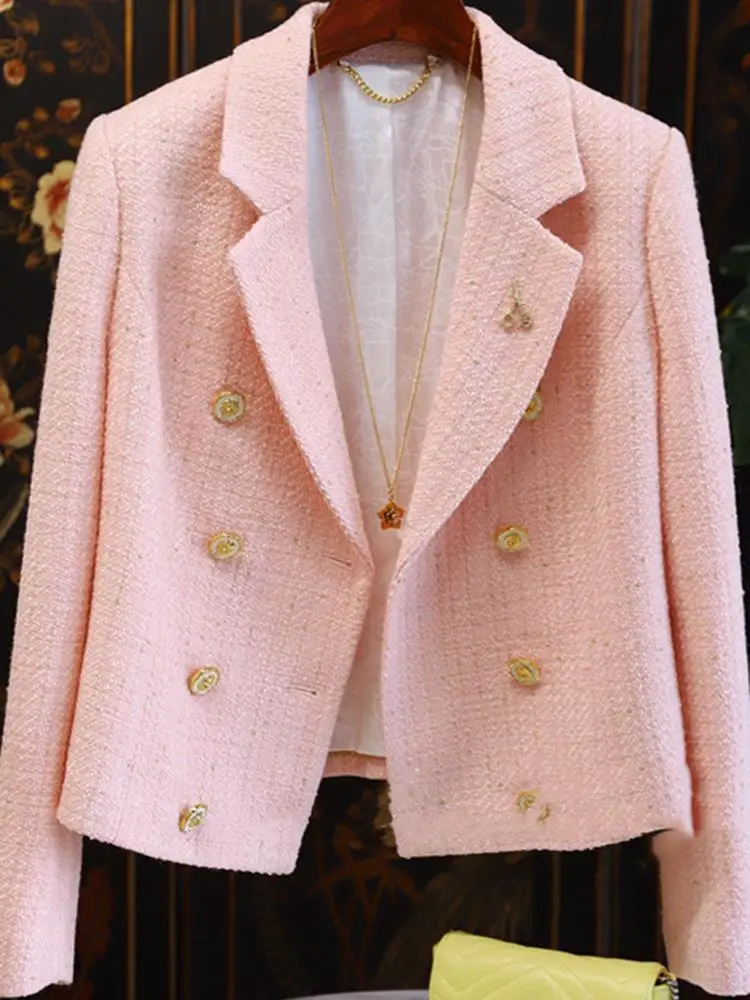 

Женский розовый костюм Ele, осенняя коллекция Faion, роскошный комплект с прямым вырезом и пуговицами, irt Sve Pure Color