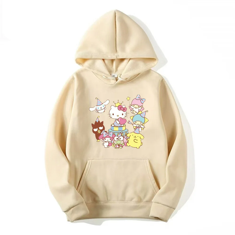 

New Sanrio Cartoon Fashion Cinnamoroll Round Neck Pullover Hoodie Women Loose Oversized Top Hoodie Clothes Winter Clothes Women