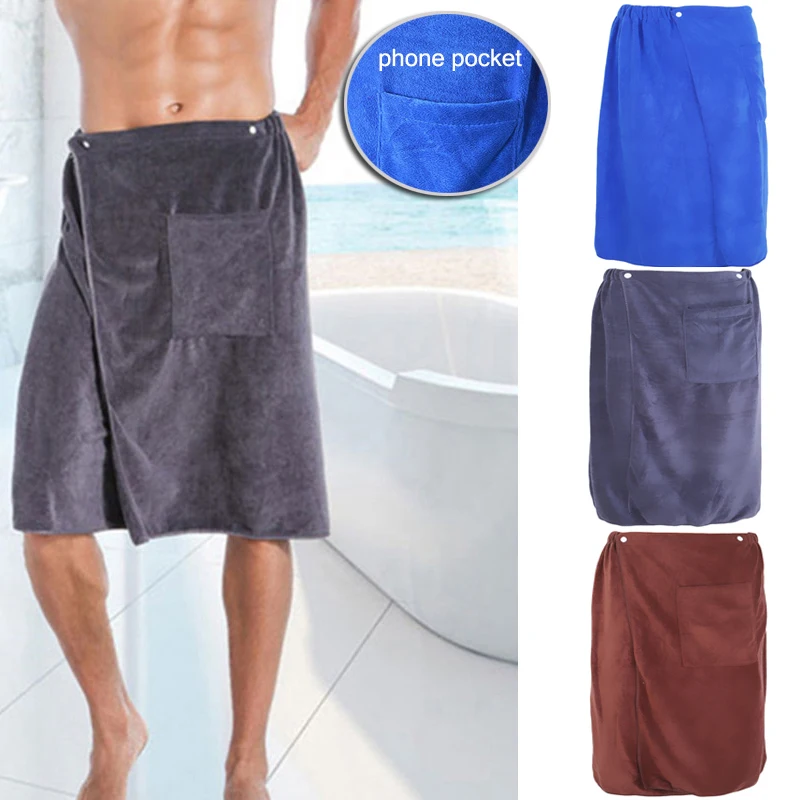 New Fashion Man Wearable Magic Mircofiber Bath Towel With Pocket Soft Swimming Beach Bath Towel Bathroom Accessories