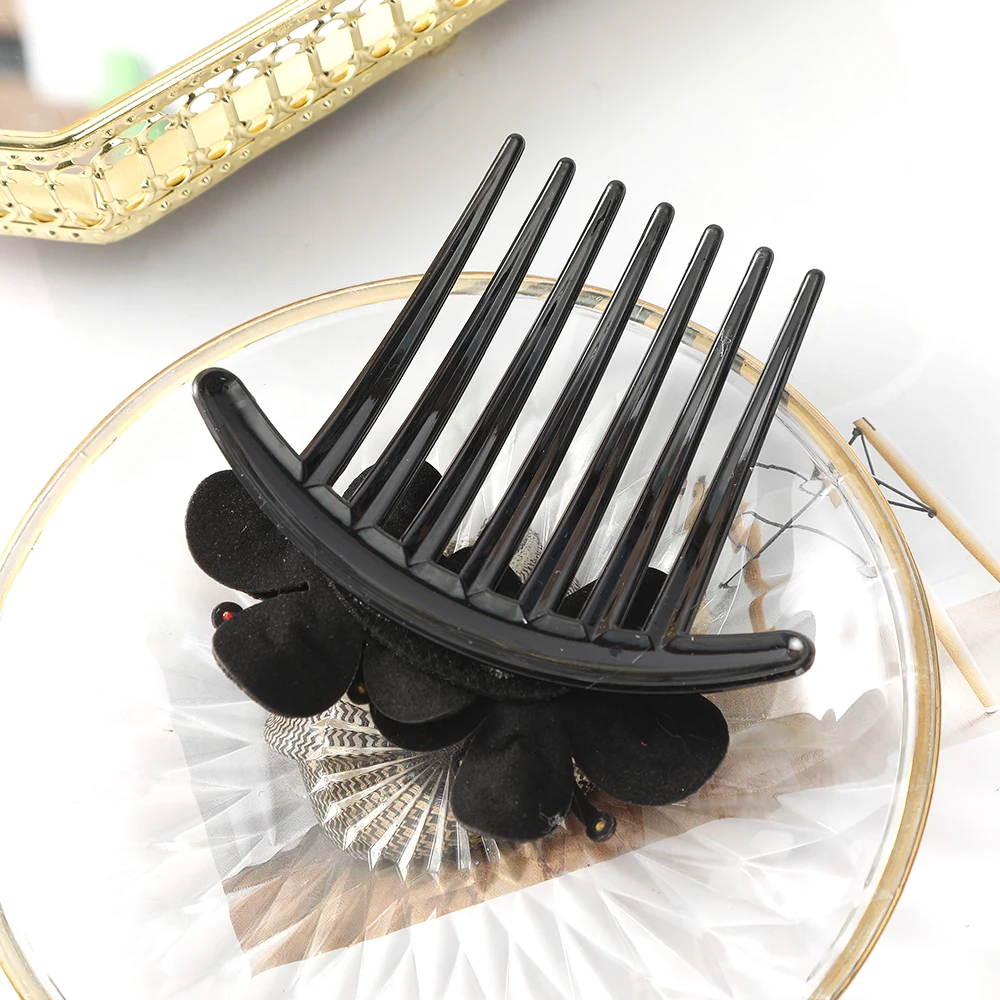 Women Crystal Flower Hair Combs Clip Shiny Rhinestone Hairpin Hair Updo Bun Clip Holding Toosl Ponytail Hair Accessories