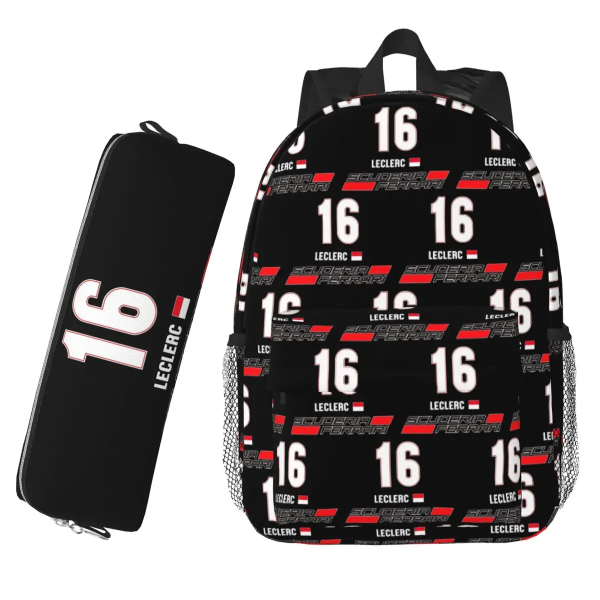 

Charles Leclerc 16 Racing Car Backpack Hot Sale Large Capacity Boys Girls BookBag Shoulder Bags Kids School Bag Pencil Case