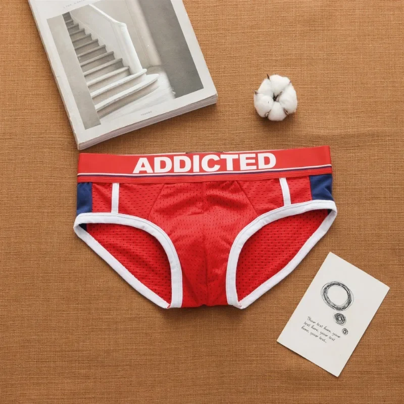 Addicted men's low waist breathable ice silk mesh comfortable fashion trendy briefs men