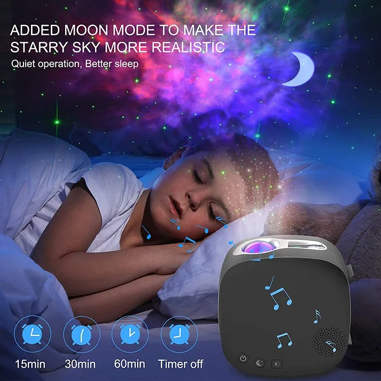 Colorful Starry Sky Galaxy Projector Light Rotating Water Waving Night Light Voice Control Music Player Romantic Projection Lamp