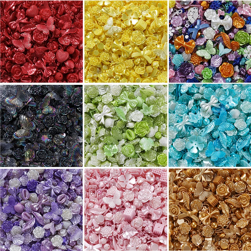 30g Colorful Mixed Butterfly Shell Pearlescent Acrylic Bead Loose Spacer Bead for Jewelry Making DIY Bracelets Accessories