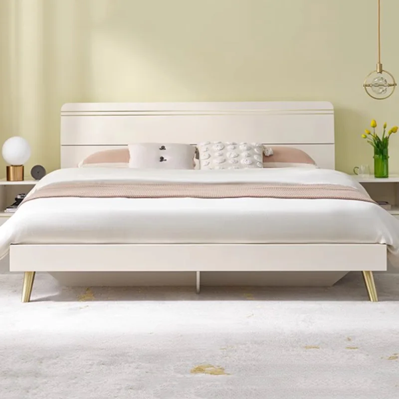 

Wood Simple Queen Double Bed Waterproof Cheap European Twin Bedroom Beds Modern Sleeping White Camas De Dormitorio Furniture