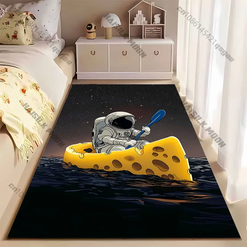 Astronaut rowing cheese boat carpet Yoga living room room decor children's crawling mat doormat area rug games mat