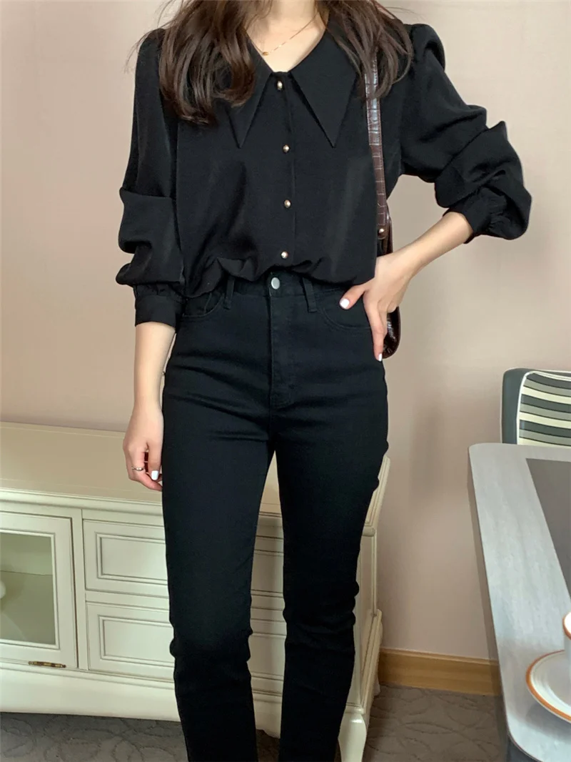 PLAZSON camisas Summer Shirts for Women Long Sleeve Shirts Ladies Tops Shirt Blouse Basic 2024 Fashion Woman Clothing Blouses