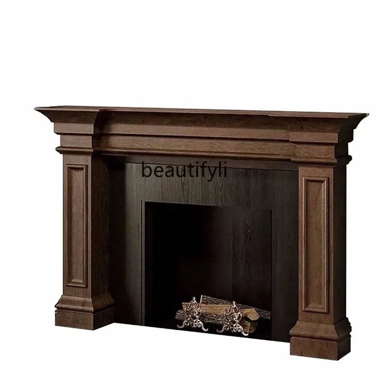 

American new solid wood simple entrance decorative cabinet European villa medieval fireplace cabinetHY