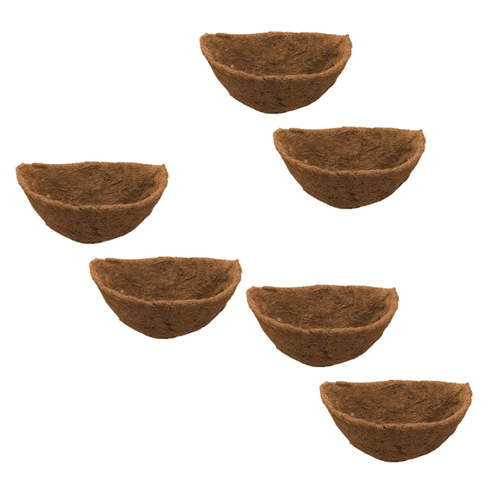 

AB46-Half Round Coco Liner,Half Circle Wall Planter Coco Fiber Replacement Liners For Wall Hanging Baskets 6Pack 14 Inch