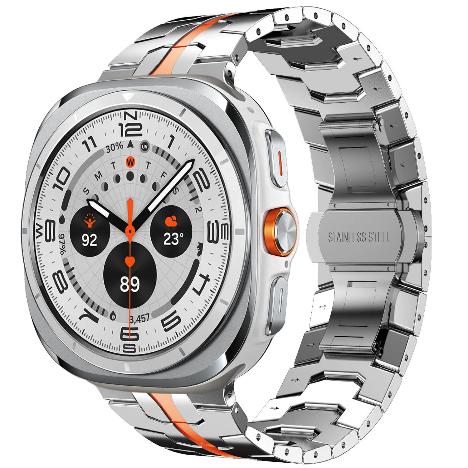 Luxuriöses Edelstahlarmband für Samsung Watch8, Butterfly-Schnalle, Metall, gepanzertes Samsung Ultra-Armband – Detail 11
