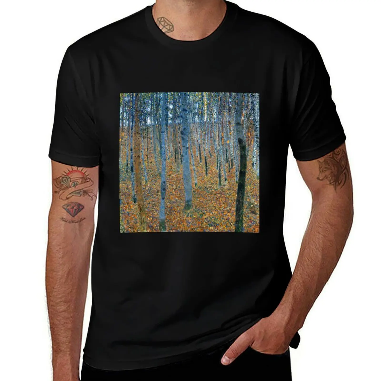 Gustav Klimt Beech Grove I 1902 T-Shirt Basic Lightweight Short Sleeve Tee