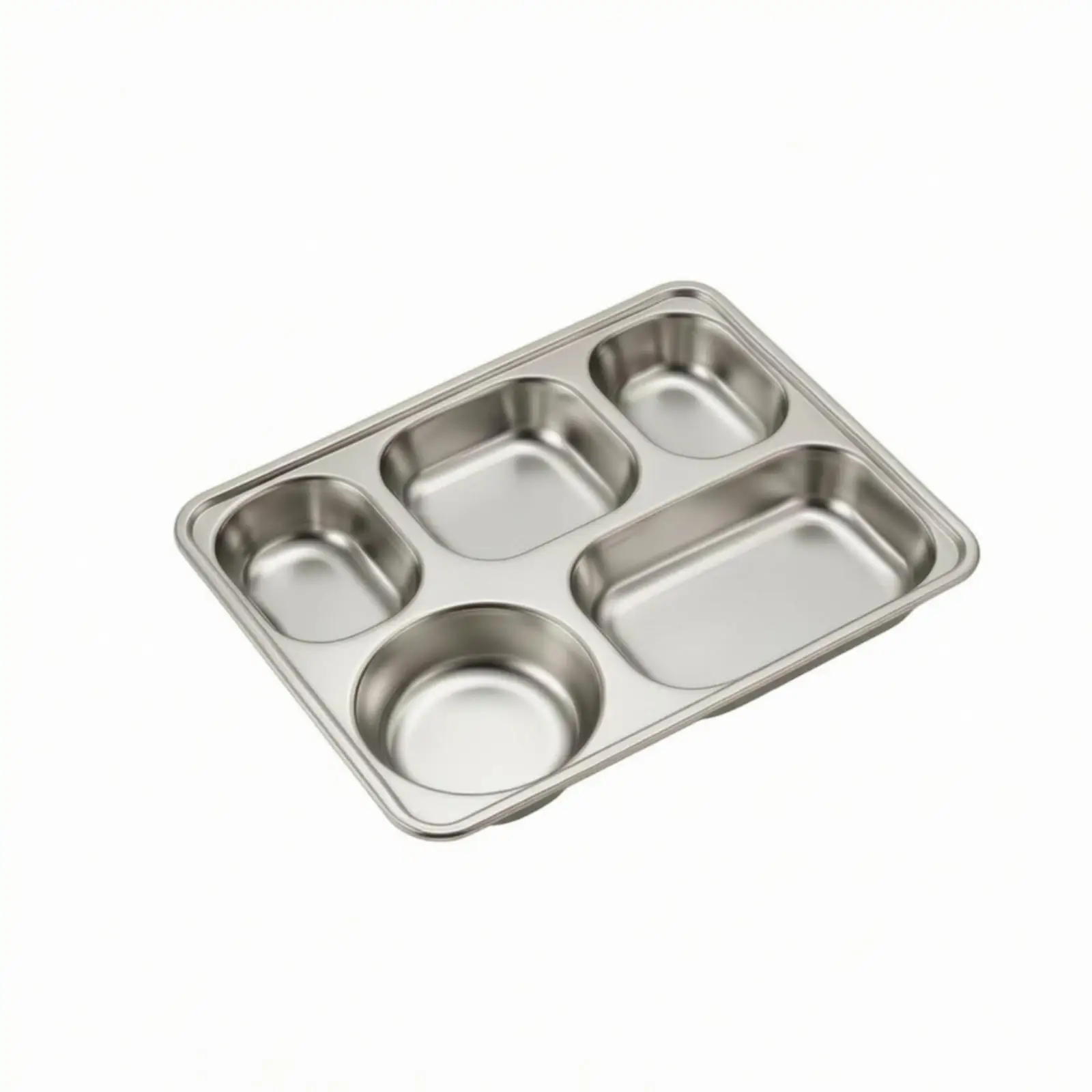 Stainless Steel Portion Control Tray 5 Section Food Serving Platter with Rims for School Lunch Outdoor Adventure and Home Use