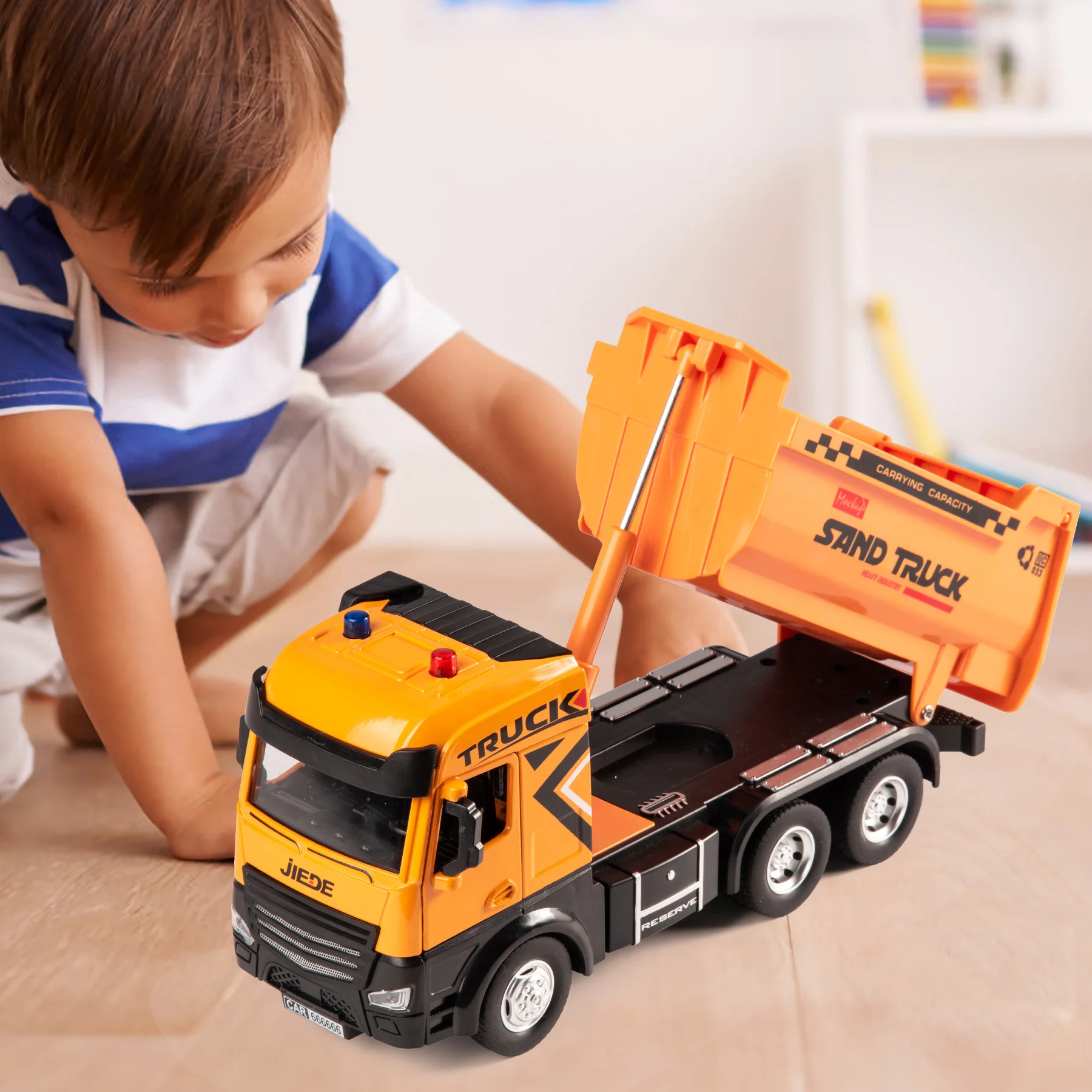 

Alloy 1:40 Dump Truck with Liftable Dumper,Inertia Power, Light & Sound, Construction Perfect Toy Gift for Boys Girls 3+