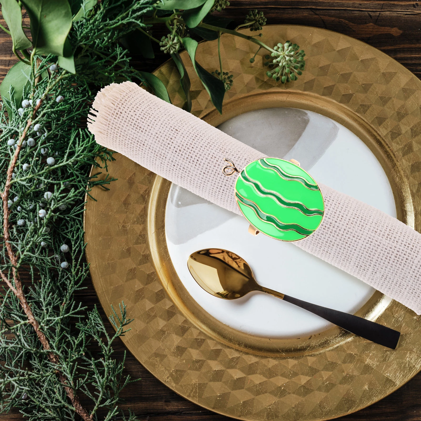 

2Pcs Fruit Napkin Rings High Grade Alloy Napkin Holders Party Dining Table Decoration Watermelon Pattern
