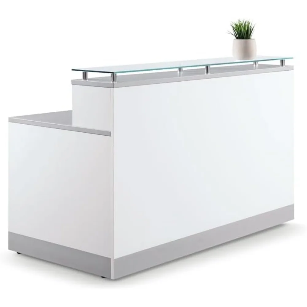 

Modern Reception Desk with Counter - 63" W X 32" D Retail Checkout Counters - Front Desk Receptions Counter, Reception Desks