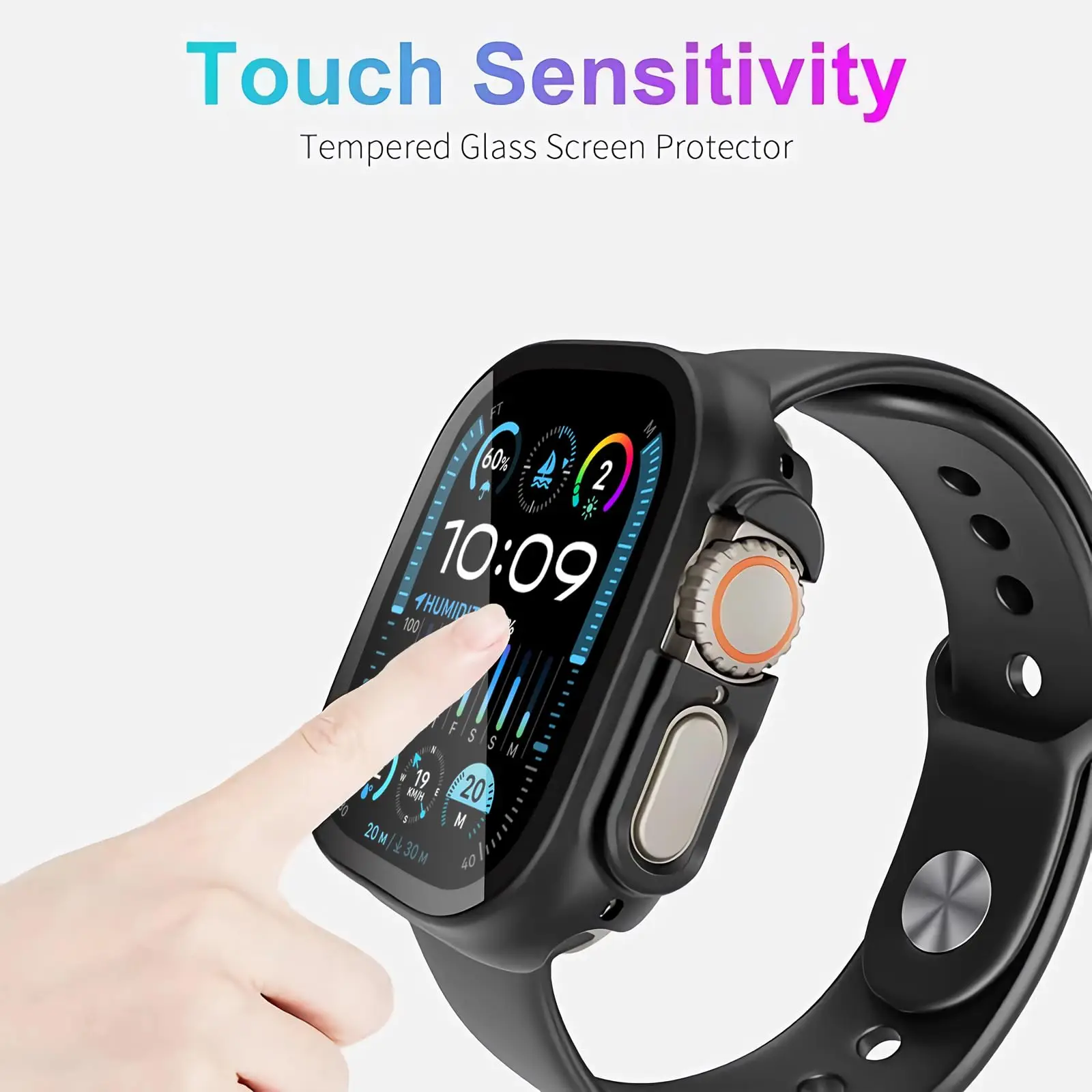 Glass+Cover For Apple Watch Case Ultra 49mm iwatch Accessories PC Screen Protector Shockproof with Button Apple watch Ultra 49mm