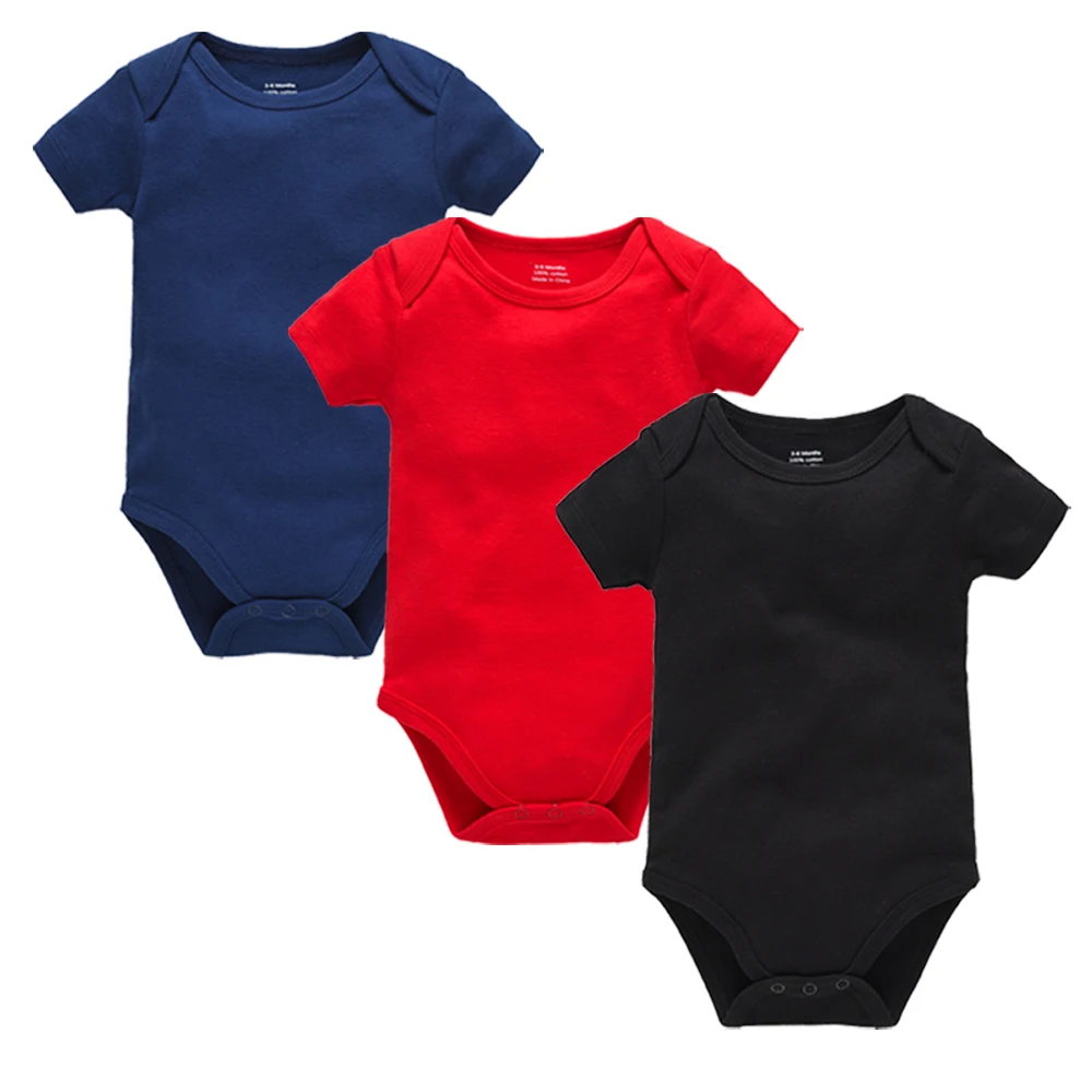 3 Pcs Baby Boys Bodysuits Outfits New Body Suit Cotton Boy Jumpsuit Bebes 0-24M Solid Short Sleeve Newborn Baby Onesies Blank