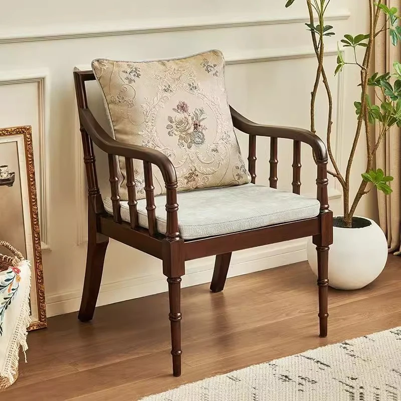 Solid wood retro desk chair, back chair with armrests, casual chair