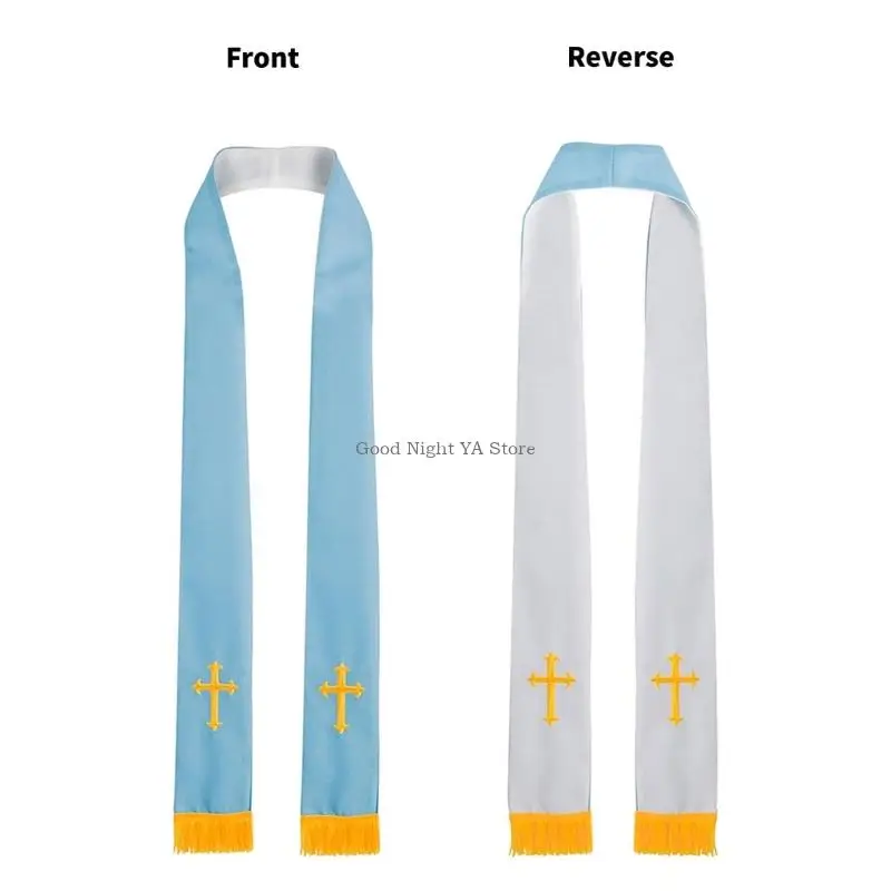 

Unisex Reversible Priest Stole with Crossed Pattern Religious Apparel Clergy Stole
