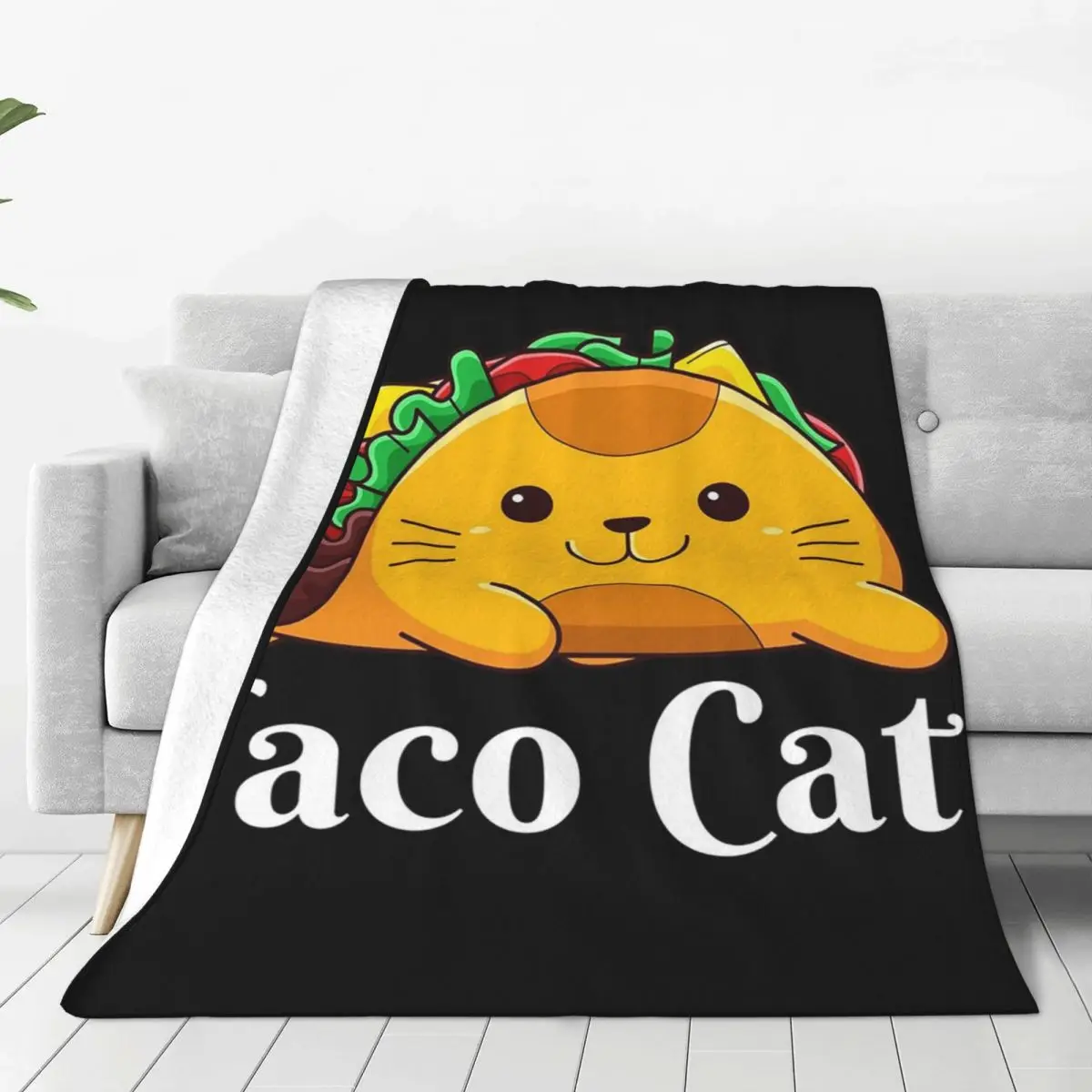 Cute Cat Taco Cat Blankets Fleece Super Soft Sofa Throw Blankets For Home Bedroom Travel Throws Bedspread Quilt