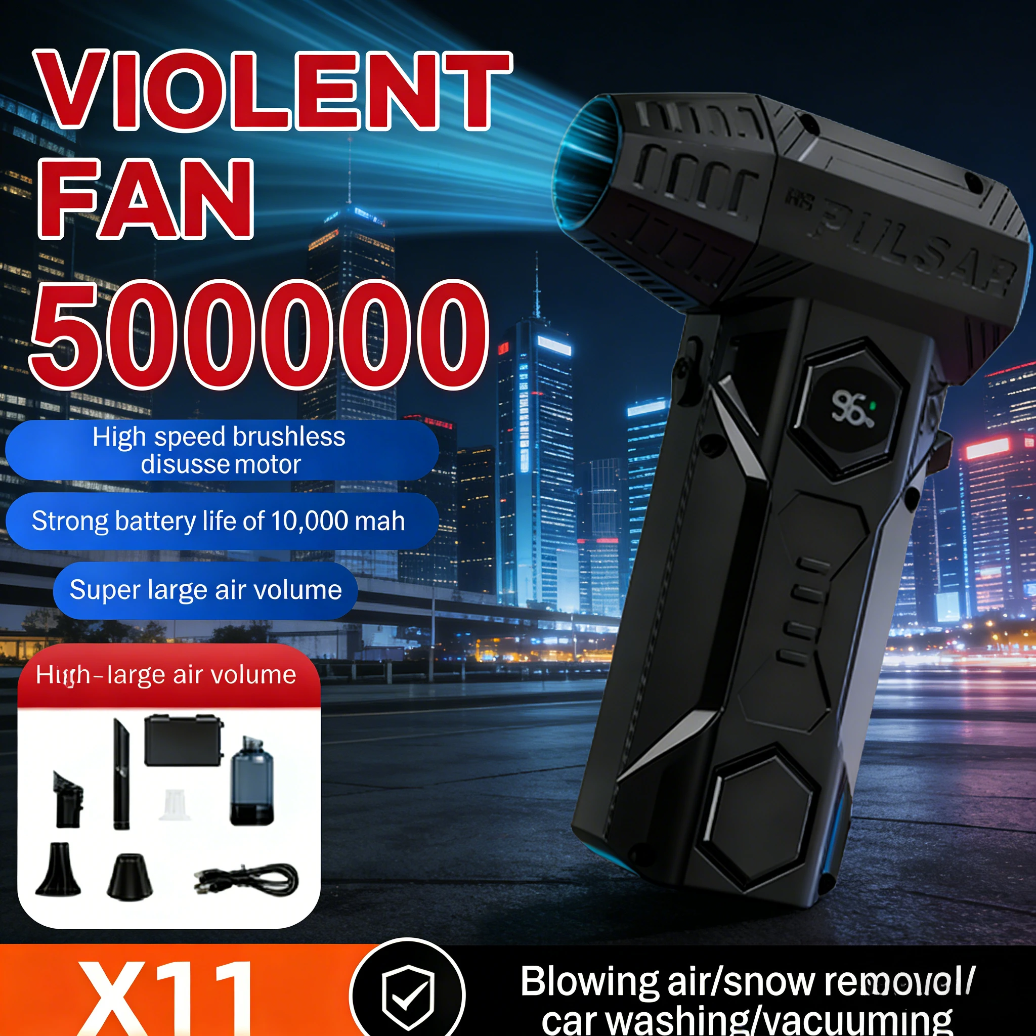 

X11 500000RPM Air Duster Vacuum Blower | Power Display Car Cleaning Beast