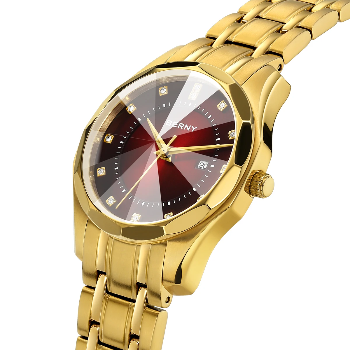 BERNY Watch for Women Wristwatch Waterproof Golden Clock Quartz Stainless Steel Fashion Men Ladies Watch