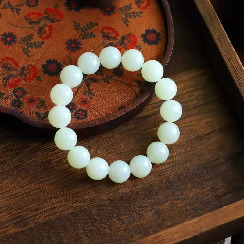 

Натуральные нефритовые бусины из старого русского нефрита Хотан, круглые и гладкие, для браслета
