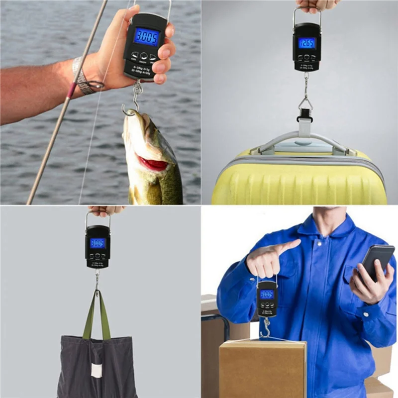 A21I-1 Pcs 50Kg Balança de Viagem Balança de Pesca Digital Com Régua Balança de Pesca de Alta Precisão Sem Bateria