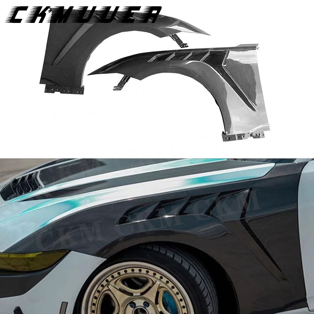 

CKMUUER Front Side Fenders Carbon Fiber for Ford Mustang 2024+ Front Side Fender Vents Trim Front Fender Accessories Body Kit