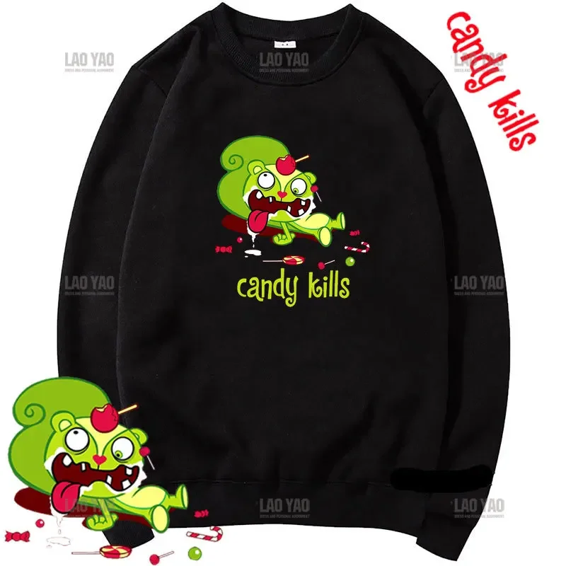 Happy Tree Friends Candy Koills Graphic Hoodies Happy Tree Friends Funny Cartoon Print Streetwear Autumn Unisex Warm Hoody New