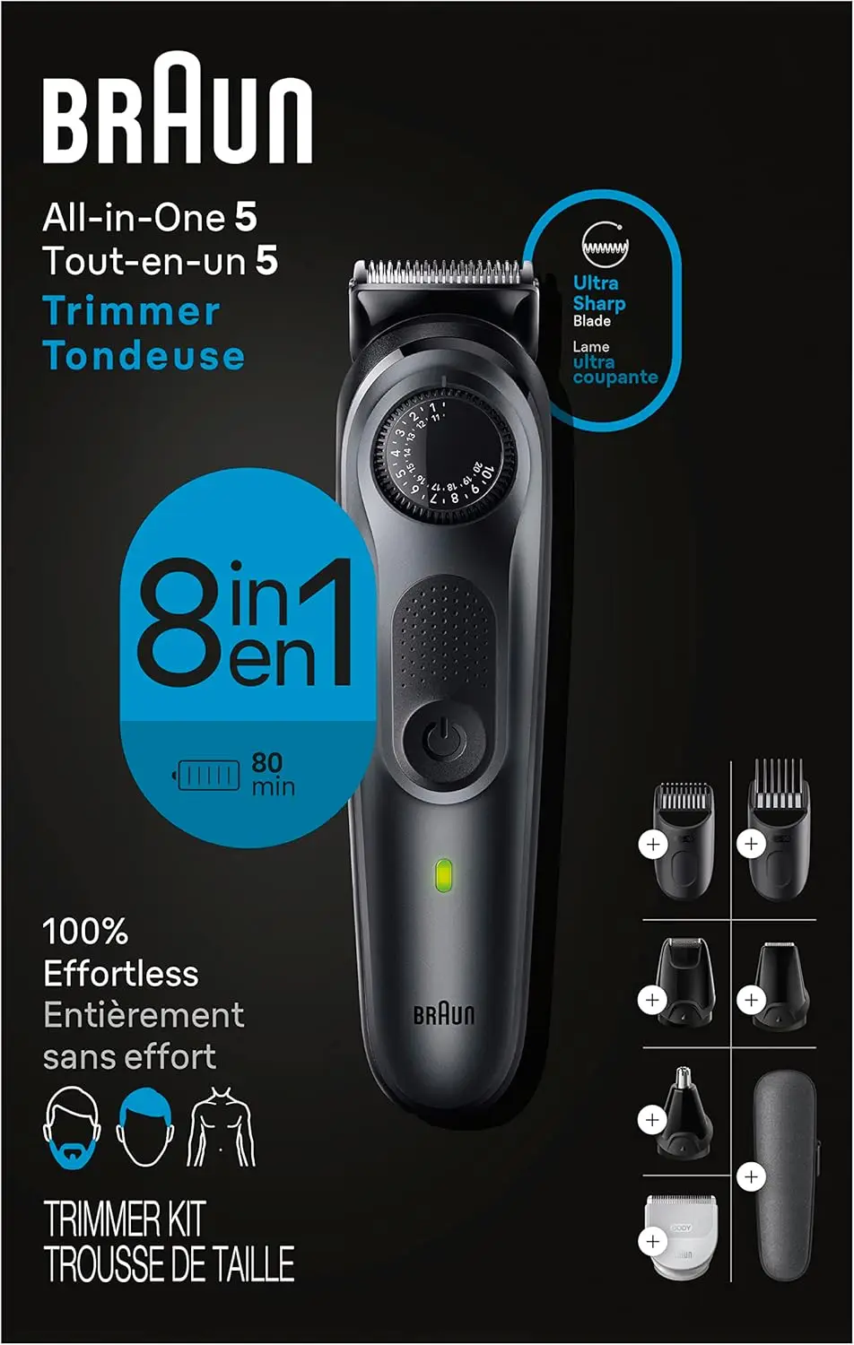 All-in-One Style Kit Series 5 5471, 8-in-1 Trimmer for Men with Beard Trimmer, Body Trimmer for Manscaping, Hair Clippers