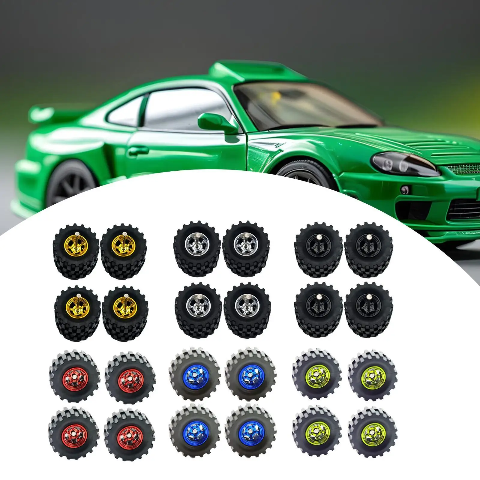 

4x 1/64 Model Car Wheels Rubber Tires for Collectors Gift Idea Replacement Accessories Miniature Modified Easy to Install