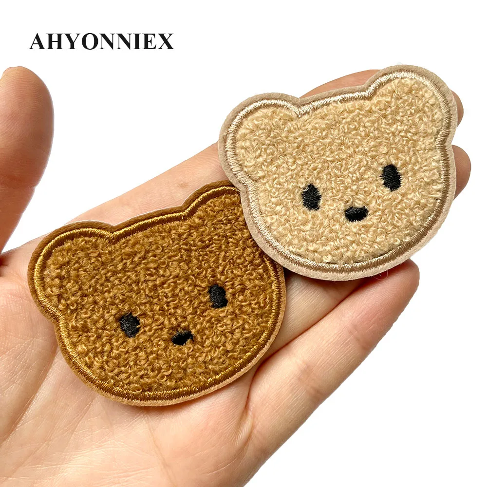 High Quality 2 Or 10pcs Sticker On Towel Embroidery Brown Bear Patches Appliques for Baby Hat Caps Dress Clothes DIY Decoration