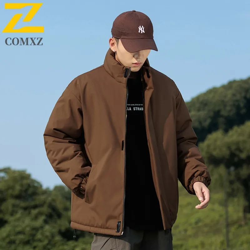 

COMXZ 2025, мужская и женская толстая куртка с воротником-стойкой, осень-зима, модная стеганая повседневная корейская рабочая одежда, стильное пальто