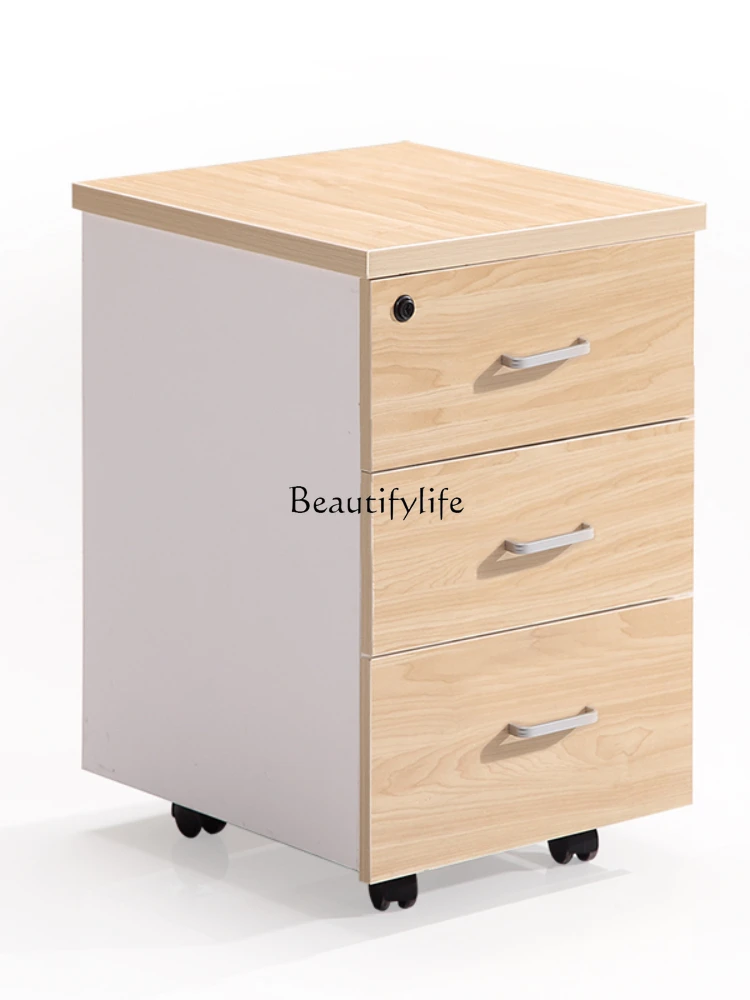 Office Wooden Filing Cabinet Storage with Lock Mobile Short Cabinet