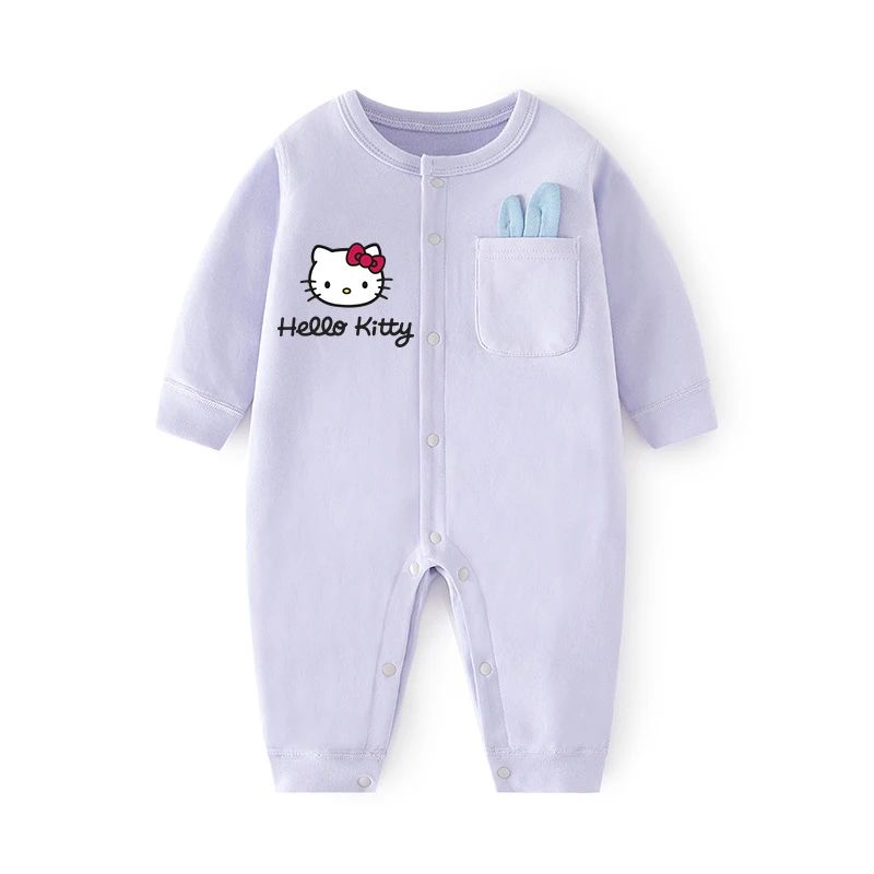 Sanrio Hello Kitty Baby Pure Cotton Romper HelloKitty Cartoon Long Sleeved Jumpsuit for Boys Girls Baby Newborns Crawling Suit