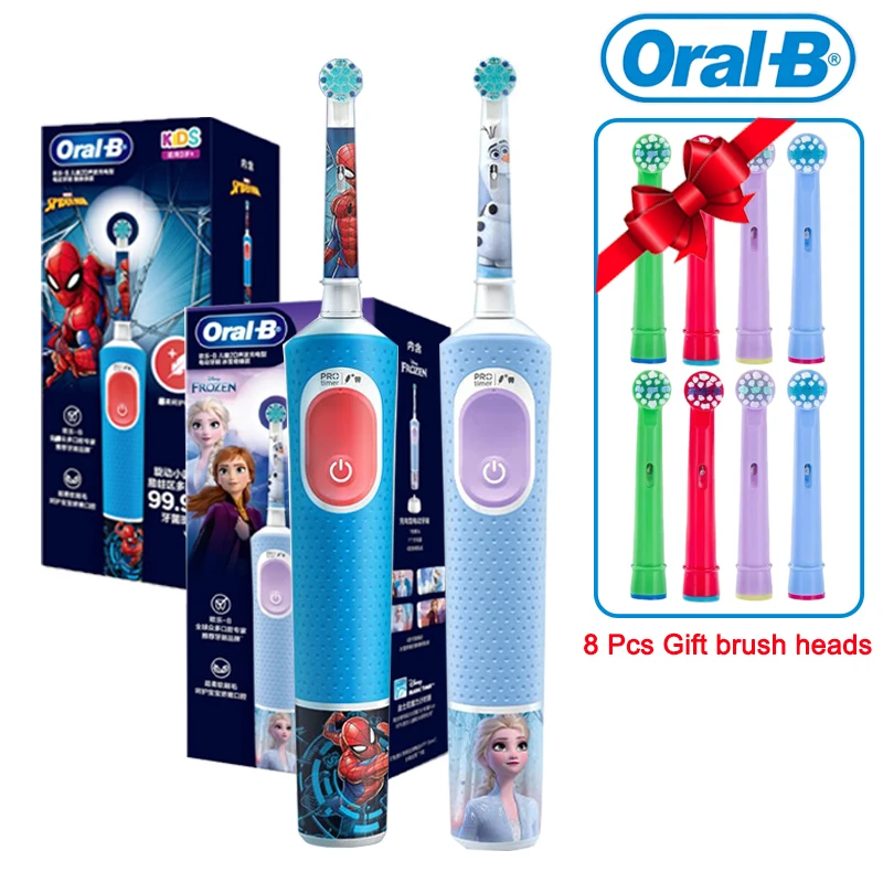 Oral-B D103K Kids Electric Toothbrush Children Rotary Teeth Brush Soft Bristles 2Min Timer Waterproof Battery Powered for Kids3+