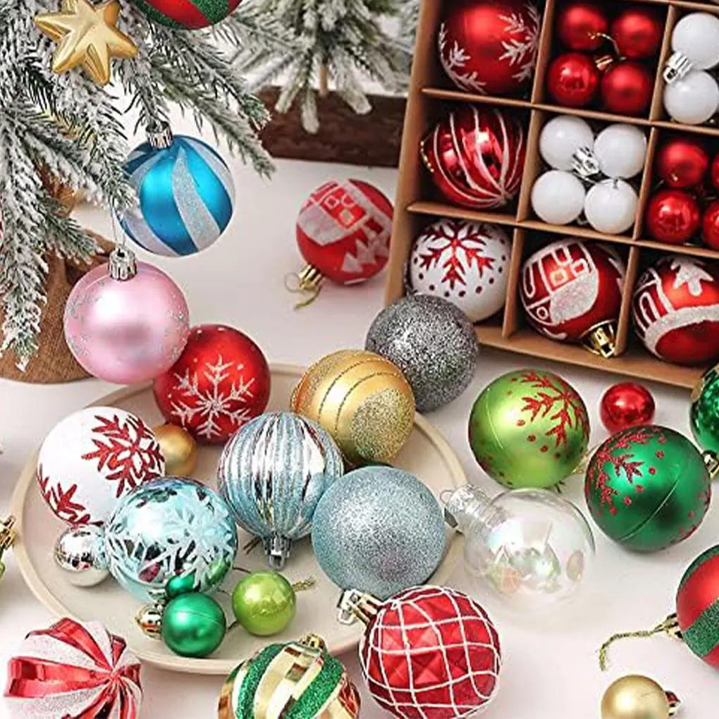 44pcs Christmas Tree Balls 6cm Big Christmas Ball Multicolor Ball Decorations Christmas Tree Ornaments Set for Home Party