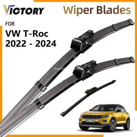 3x Front Rear Wiper Blades Body Kits For Volkswagen VW T-Roc TRoc T Roc 2022 2023 2024 Car Accessories Windshield Window Brushes