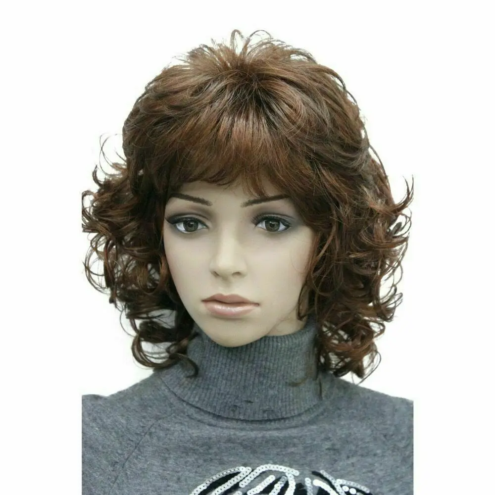 Women's Synthetic Natural Curly Medium Black/Blonde Hairpiece Hair Wig