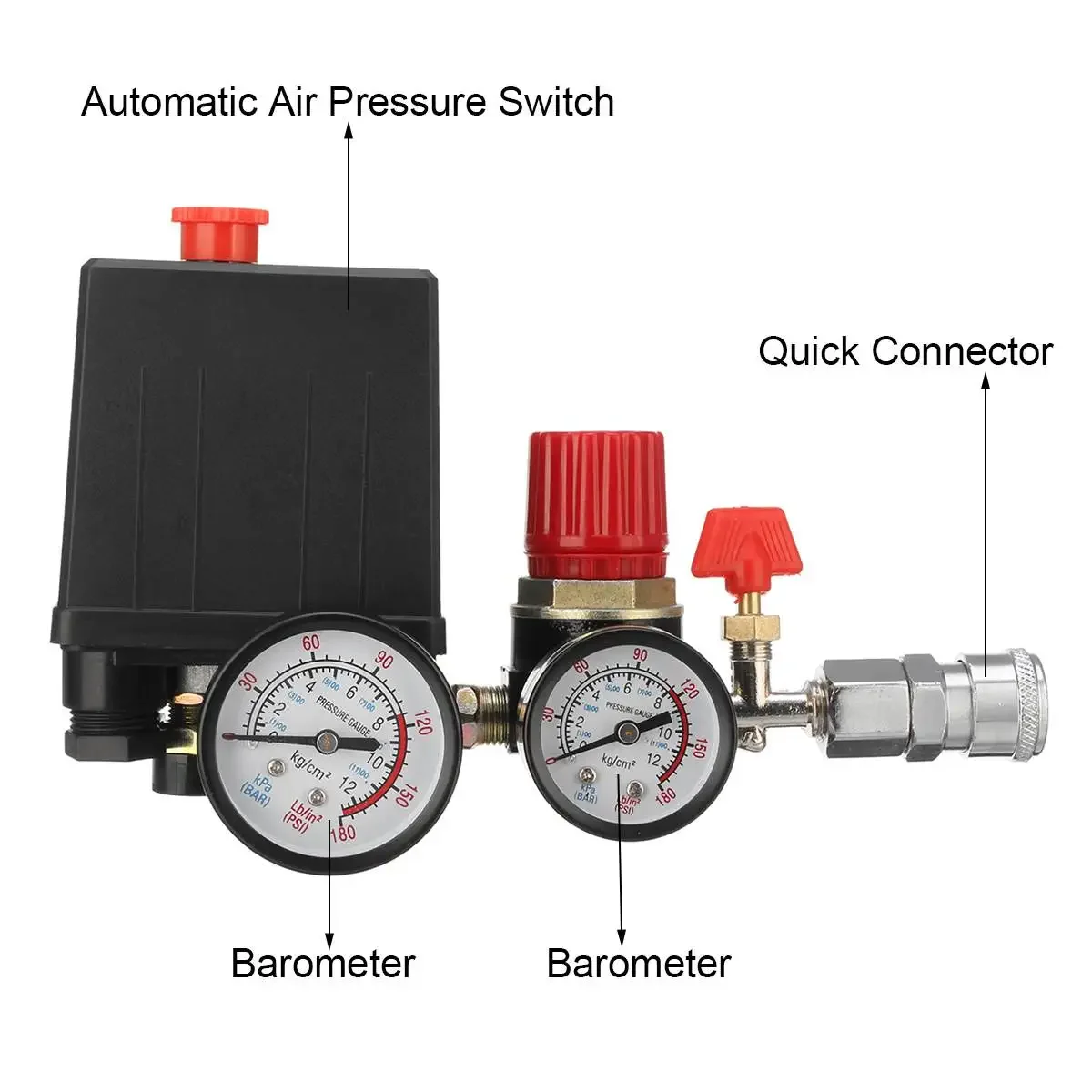 Imagem -04 - Air Compressor Pump Pressure Switch Control Valve Manifold Regulador com Quick Connector Gauges 240v 120psi 95 a 125 Psi