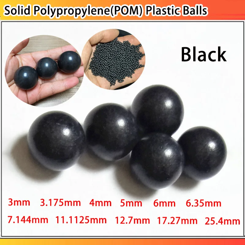3mm~25.4mm Black Solid Polypropylene(POM) Plastic Balls Precision Bearings Rolling Bead 100~1000pcs