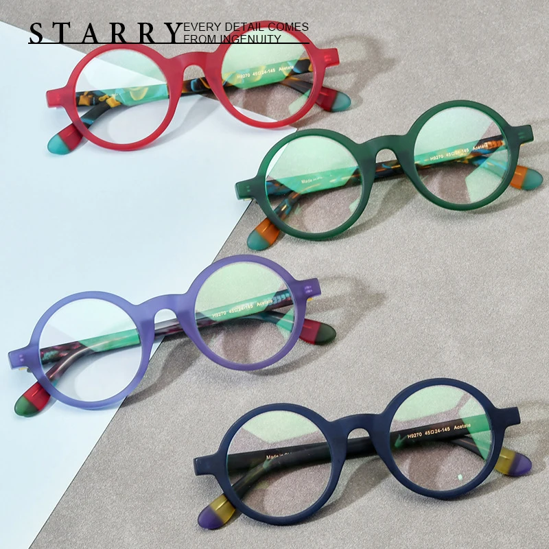 

Acetate Men Eyeglasses Frame Round High Quality Pure Handmade Glasses Retro Optical Myopia Reading Personalized Women Eyewear