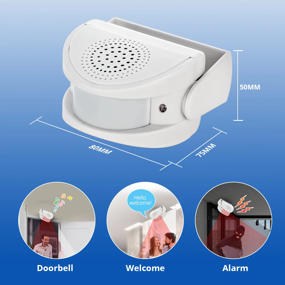 KERUI Door Bell PIR Motion Sensor Wireless Guest Welcome Chime Alarm for Shop Entry Company Security Protection Alarm Doorbell