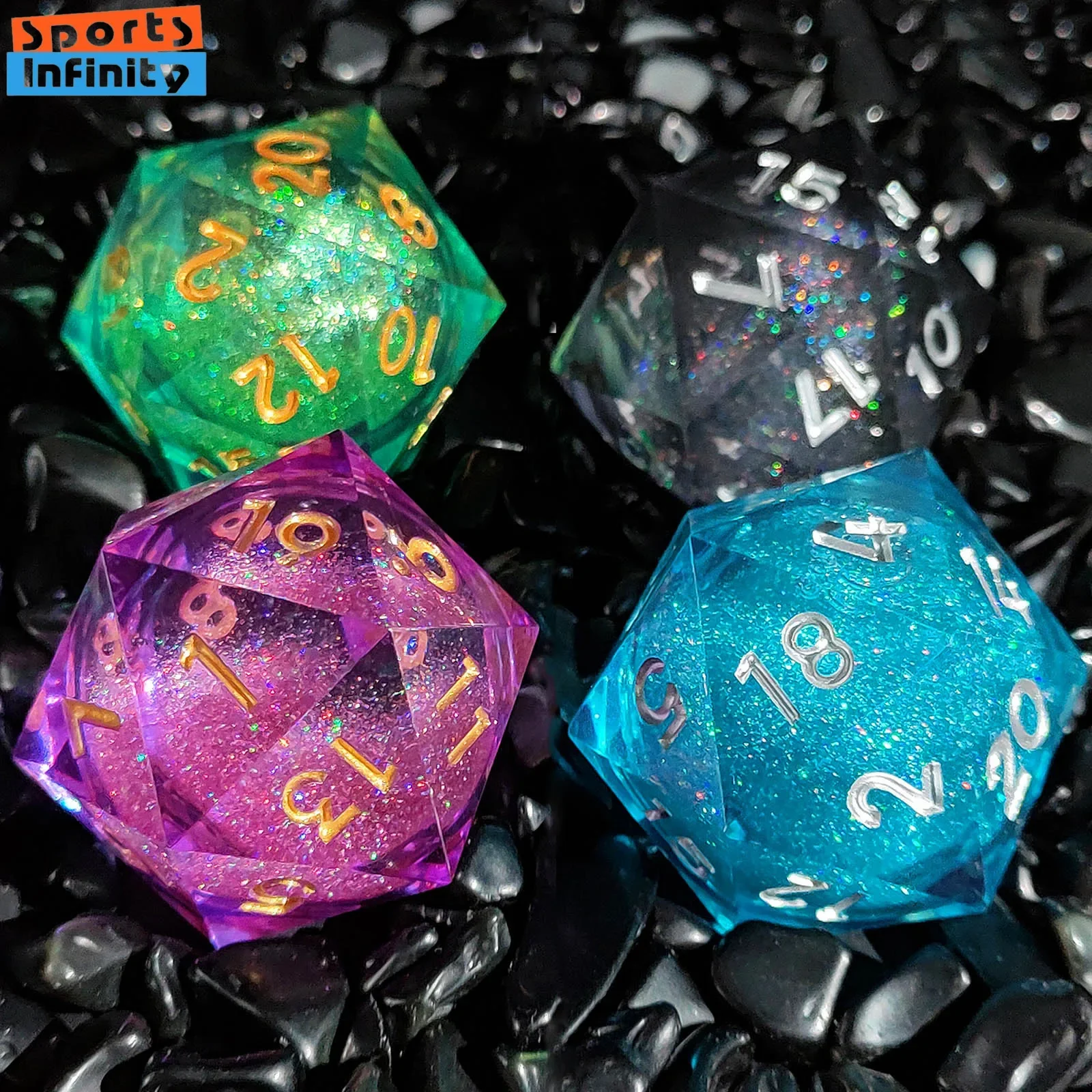 

20 Side Resin Sand Polyhedral Dice 35mm Liquid Core DND Dice for TRPG RPG Cthulhu COC Table Board Game D20 Number Dice