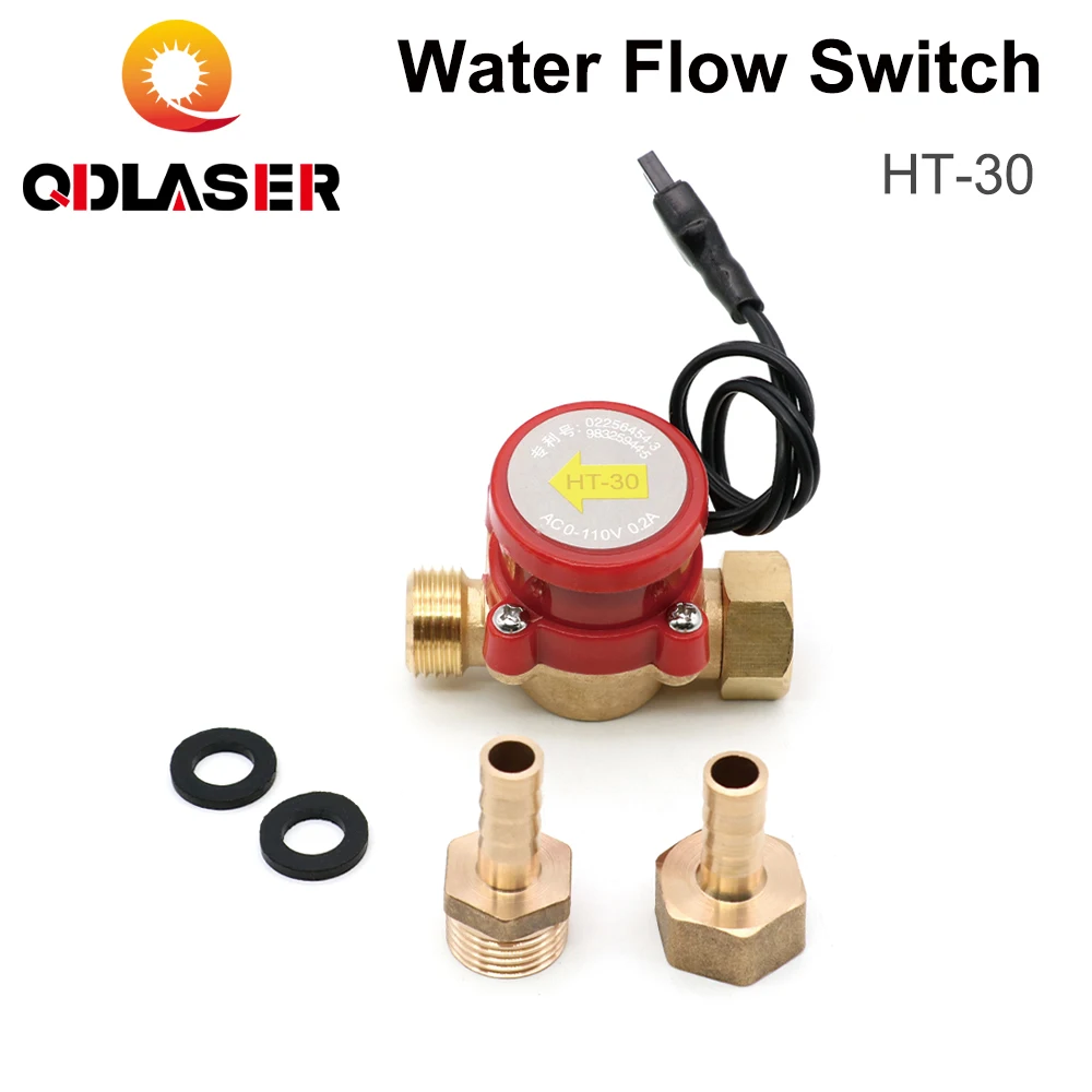 QDLASER Water Flow Switch Sensor Water Cut-off Protection HT-30 Spout 8/10/12mm Signal Booster Pumps for CO2 Laser Machines