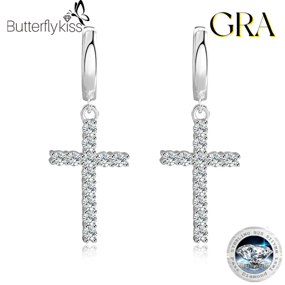 

Серьги-капли Butterflykiss из стерлингового серебра 925 пробы с ярким муассанитом, унисекс, великолепные вечерние украшения, модные аксессуары