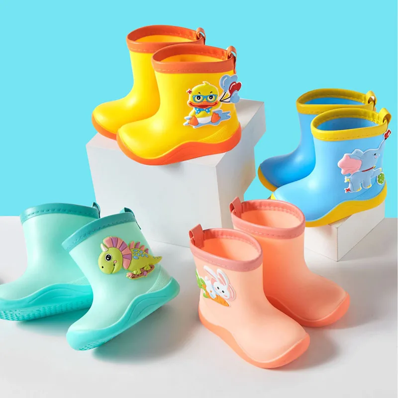 Kids Rain Boots Rubber Boots Toddler Baby Rainboots Waterproof Children Shoes Girls Boys Cartoon Water Rain Shoes